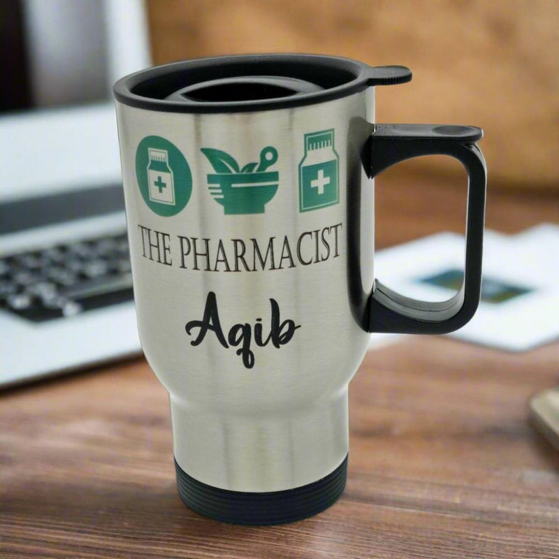 Personalised Pharmacist Travel Mug, New job, Birthday gift