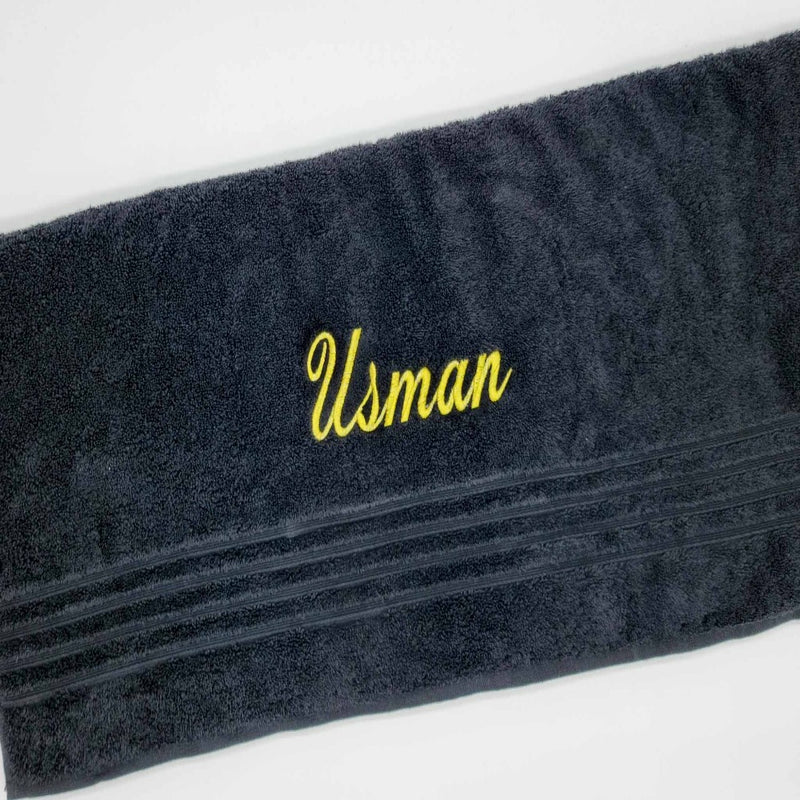 Personalised Black Bath Towel/Hand Towel