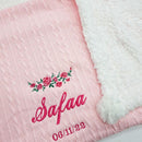 Personalised Baby Girl Sherpa Fleece Blanket-Floral Design, New Baby Gift