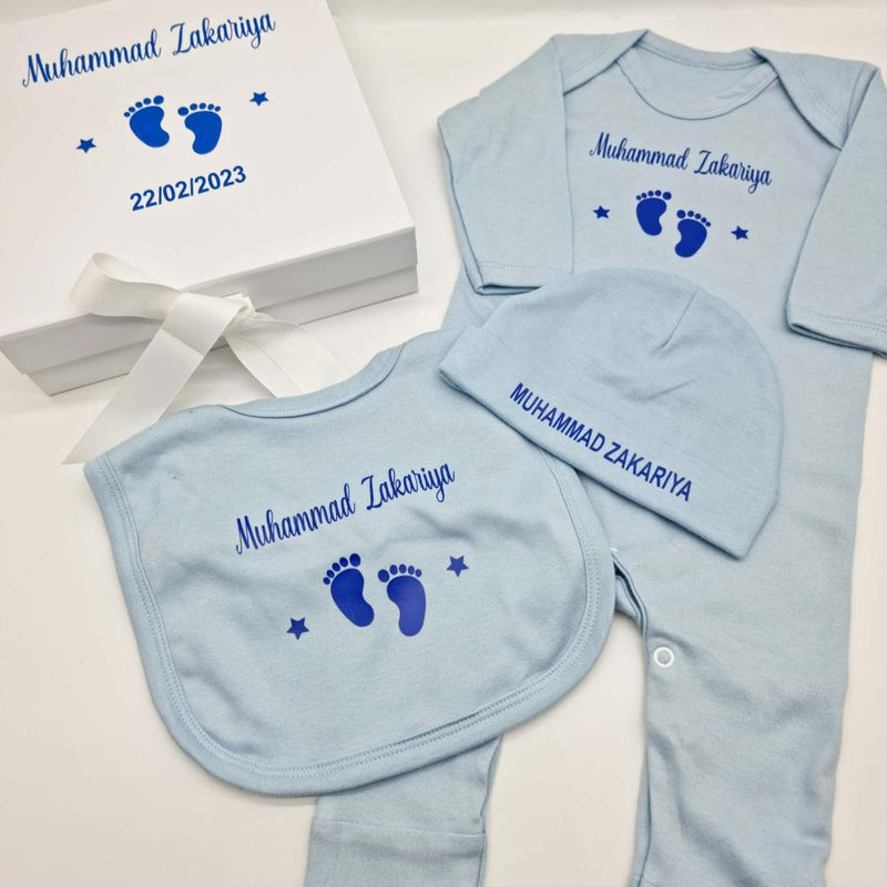 Personalised Baby 3 Piece Gift Set With Gift Box, Baby Shower Gift, New Baby