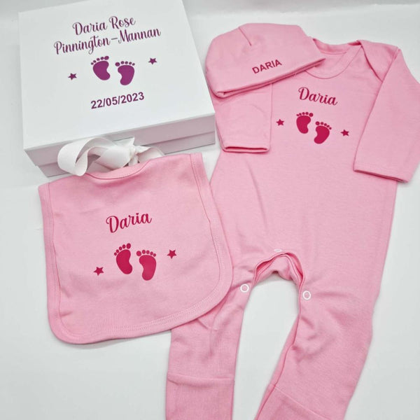 Personalised Baby 3 Piece Gift Set With Gift Box, Baby Shower Gift, New Baby