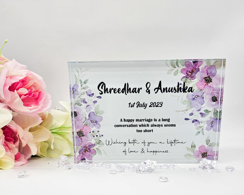 Personalised Wedding Glass Crystal  Block/Frame