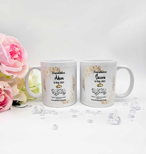 Mr & Mrs Wedding Mugs Set, Gift for Couples