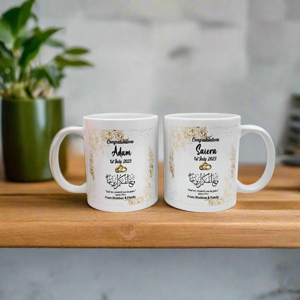 Mr & Mrs Wedding Mugs Set, Gift for Couples