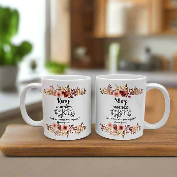 Mr & Mrs Wedding Mugs Set, Gift for Couples