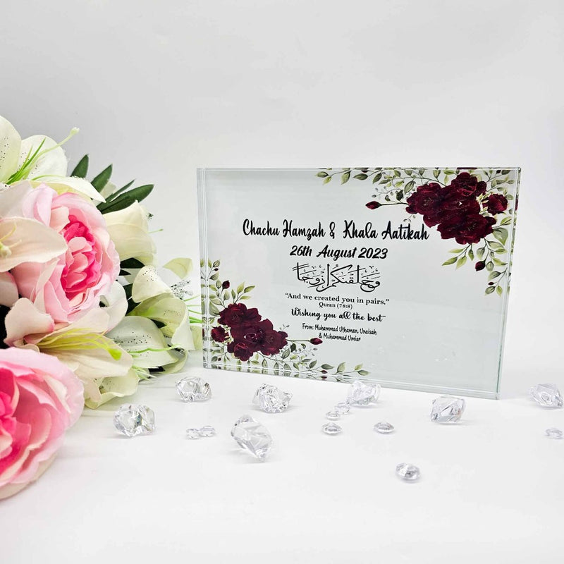 Personalised Wedding Glass Crystal  Block/Frame