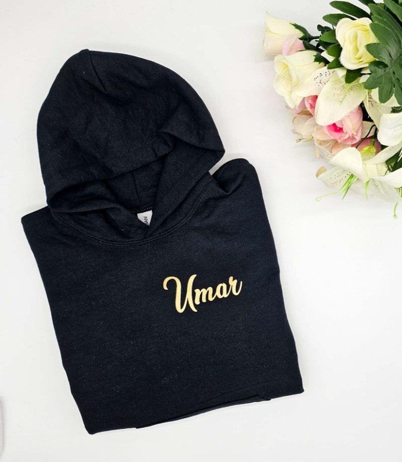 Personalised Black Kids Unisex Custom Name Hoodie/Top