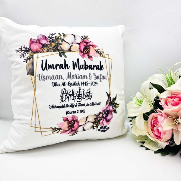 Personalised Umrah Mubarak Cushion Gift For Kids & Adults