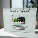 Personalised Umrah Mubarak Glass Crystal  Block/Frame