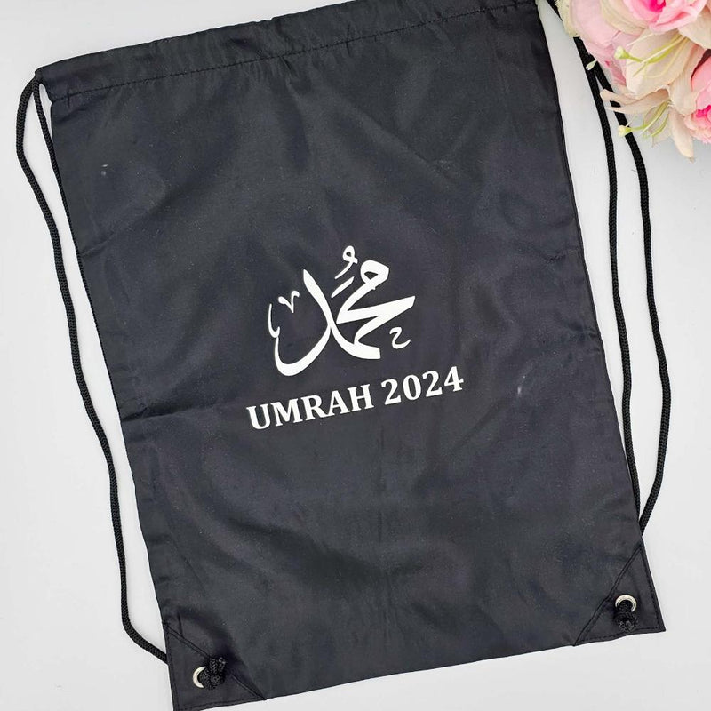 Personalised Umrah Bag, Drawstring Bag, Umrah Accessory Bag