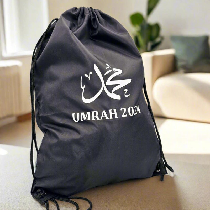 Personalised Umrah Bag, Drawstring Bag, Umrah Accessory Bag