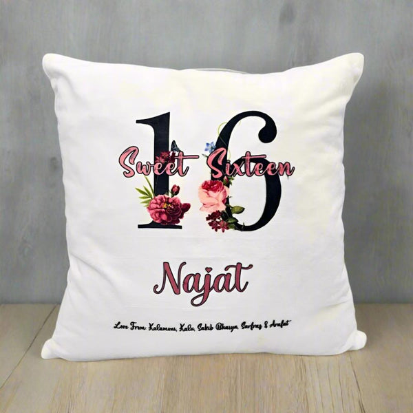 Personalised 16th Birthday, Sweet 16 Cushion, Teenager gift, Birthday Gift