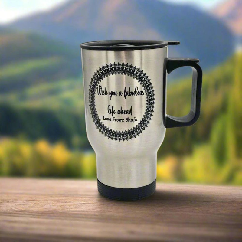 Personalised Silver Stainless Steel Travel Mug/ Thermos for Birthday Present