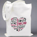 Best Mum White Polyester Shopper Tote Bag, Mother's Day Gift, Best Mum Git, Personalised Mother's Day gift