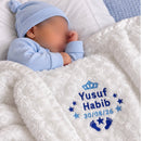 Personalised New Baby Boy Blanket-Name & Date, Custom Blanker, Baby Shower Gifts