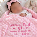 Personalised Baby Pink Bubble Blanket for new baby, warm fleece blanket