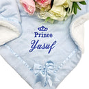 Personalised Rose Gold/Baby Blue/Navy Blue Sherpa Fleece Baby Blanket