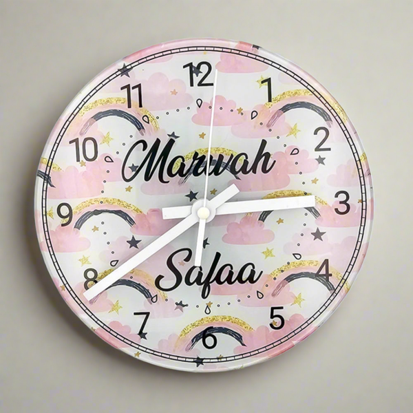 Personalised Kids Wall Clock, Bedroom Clock, Teenage gifts