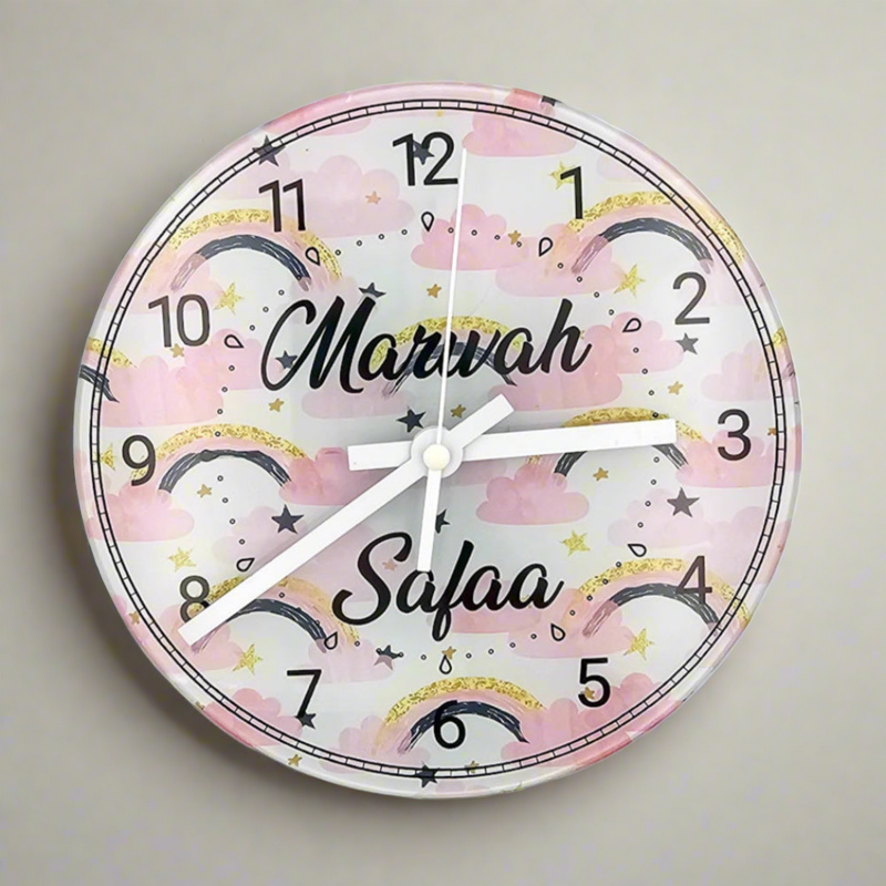 Personalised Kids Wall Clock, Bedroom Clock, Teenage gifts
