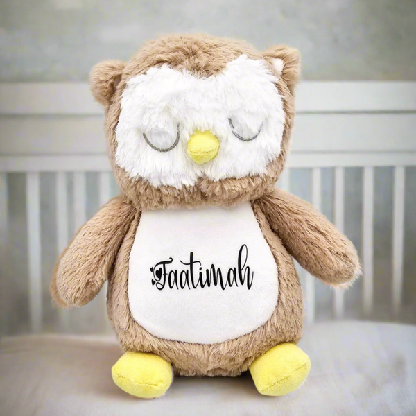 Personalised Plush Owl toy, Cuddly toy for babies, kids, baby gift