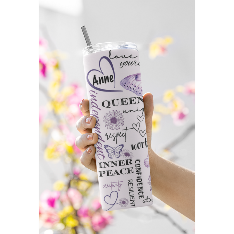 Personalised 20oz Floral tumbler. decorated Travel cup. stainless steel thermal tumbler. stanley inspired cup.
