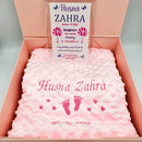 Personalised Baby Girl Gift Set with Blanket & Glass Frame, New baby gift