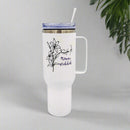 Personalised 40oz Stainless Steel Tumblers, floral design tumbler with sliding lock lid, metal straw, gifts for her