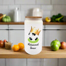 Personalised 18oz Iced Coffee Cup Football, Custom Can Glass with Lid and Straw, Glass Cup, Birthday Gift, Eid Gift