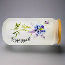 Personalised 18oz Iced Coffee Cup Floral Retro, Custom Can Glass with Lid and Straw, Glass Cup, Bridesmaid Gift, Eid Gift