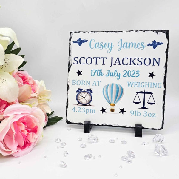 Personalised New Baby Boy Rock Slate Gift for New Baby