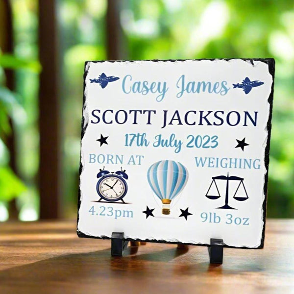 Personalised New Baby Boy Rock Slate Gift for New Baby