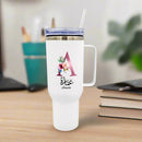 Personalised 40oz Stainless Steel Tumblers, floral design tumbler with sliding lock lid, metal straw, gifts for her