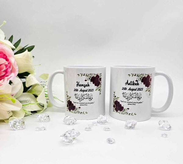 Personalised Mr & Mrs Wedding Mugs Set, Gift for Couples