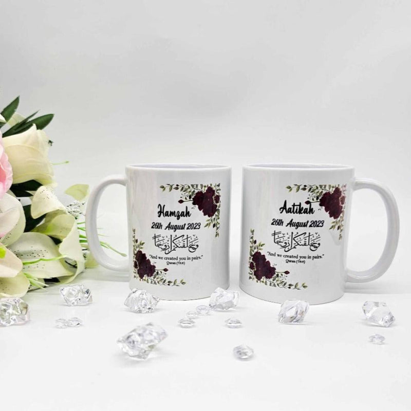 Personalised Mr & Mrs Wedding Mugs Set, Gift for Couples