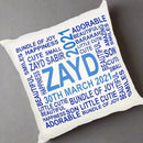 Personalised Baby Name Cushion- Date, Weight, New baby Gift, Baby Nursery Cushion