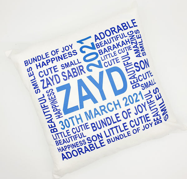 Baby Name Cushion- Date, Weight