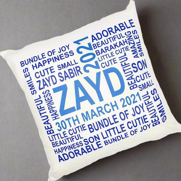 Baby Name Cushion- Date, Weight