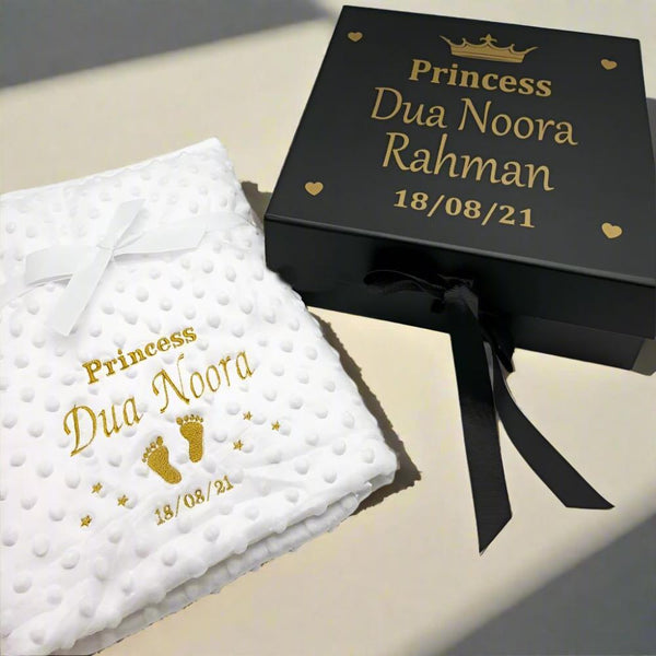 Personalised Baby Blanket With Gift Box for bay shower, new baby