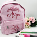 Personalised Girl Backpack-Flower Design for School, Holiday Bag