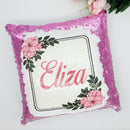 Kids Floral Border Sequin Cushion