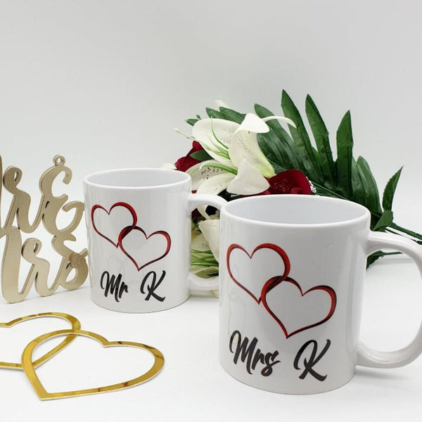 Personalised Mr & Mrs Wedding Mugs Set