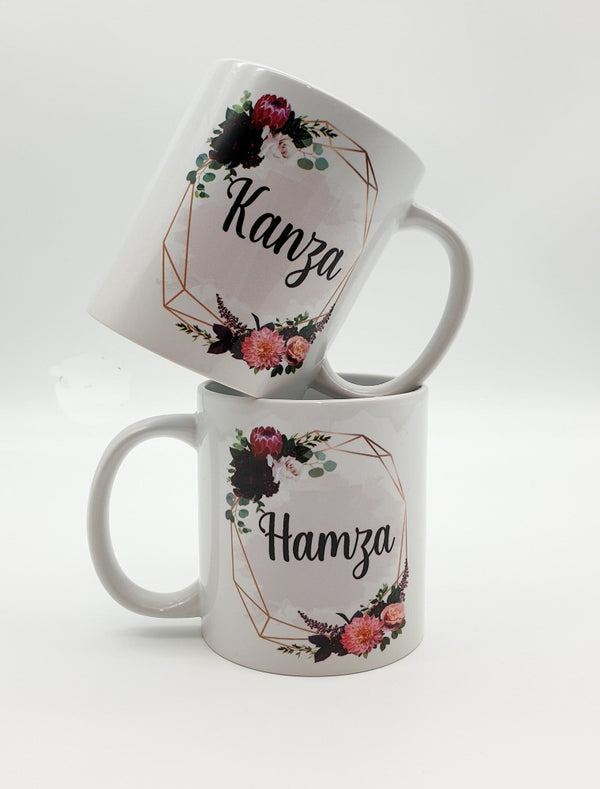 Personalised Set of Floral Wedding Mugs