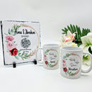 Pink Floral Mug & Slate Wedding Set