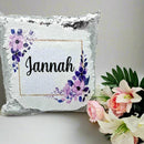 Kids Sequin Cushion- Floral Lilac & Purple Design Cushion