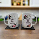 Personalised Wedding Mug Set- Floral Pink Design