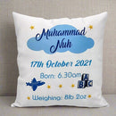 Personalised Baby Boy Cushion- Date & Weight