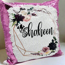 Kids Girls Sequin Cushion- Floral Design