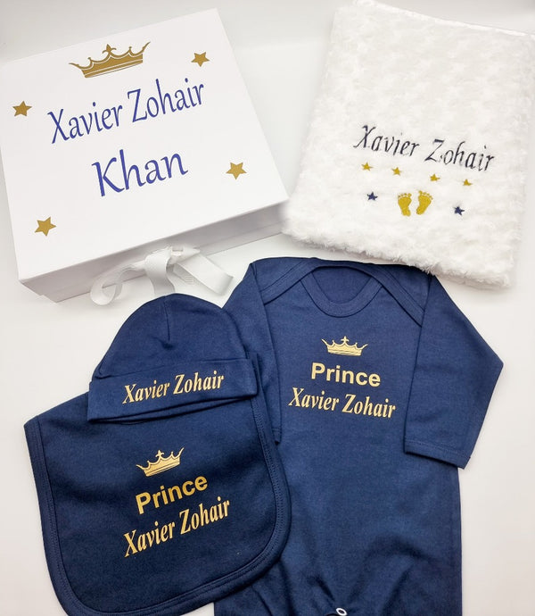 Personalised Unisex Baby 4 Piece Gift Set with box