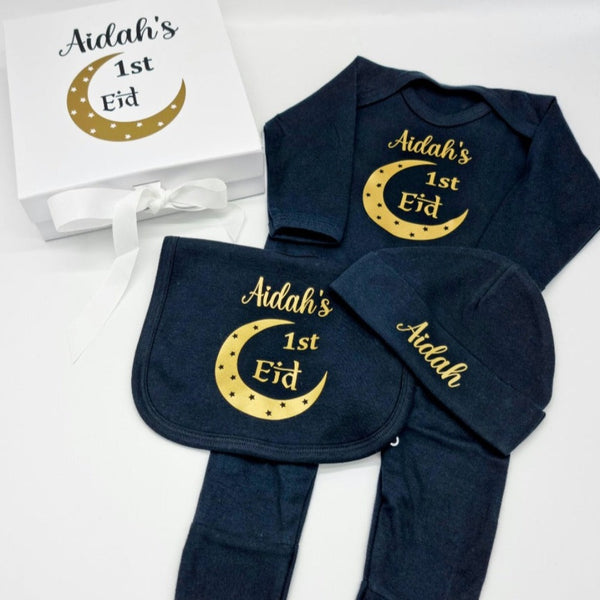First Eid Personalised Baby 3 Piece Gift Set With Gift Box