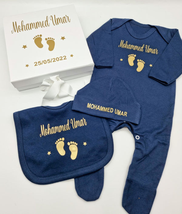 Personalised Baby 3 Piece Gift Set With Gift Box